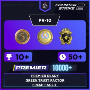 CS2 Premier Prime | Premier Rating 10,000+ | 10 Wins | Loyalty Badge | 5 Year Coin | First Email | Fresh Faceit | Green Trust Factor | Instant Delivery ⚡