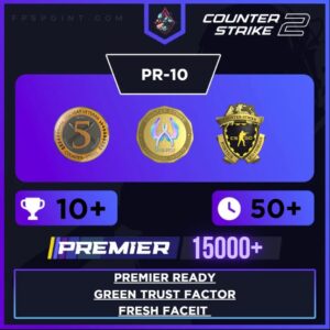 CS2 Premier Prime | Premier Rating 15,000+ | 10 Wins | Loyalty Badge | 5 Year Coin | First Email | Fresh Faceit | Green Trust Factor | Instant Delivery ⚡