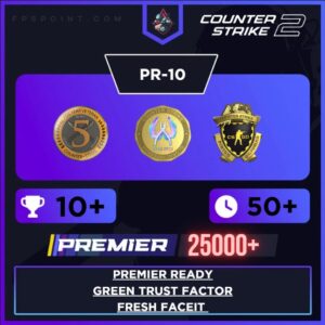 CS2 Premier Prime | Premier Rating 25,000+ | 10 Wins | Loyalty Badge | 5 Year Coin | First Email | Fresh Faceit | Green Trust Factor | Instant Delivery ⚡